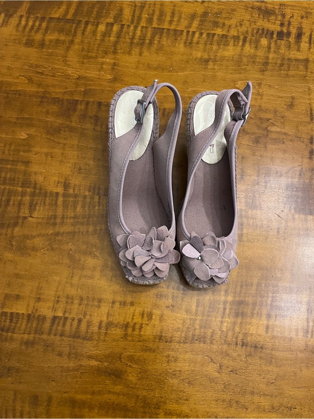 Peep toe leather lilac espadrilles 7 1/2 M